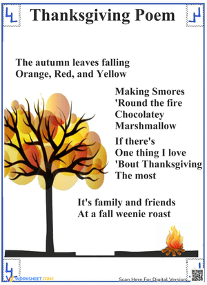 Enjoy a Festive Thanksgiving Poem with Worksheet