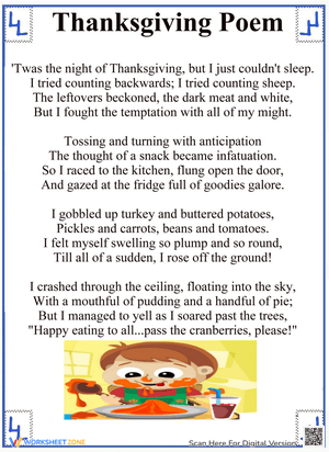 Read and Reflect: Thanksgiving Poem Worksheet