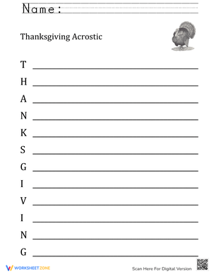 Write an Acrostic Poem for Thanksgiving