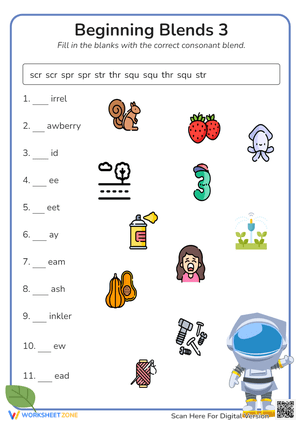 Beginning Blends Worksheet - Activity for Young Learners