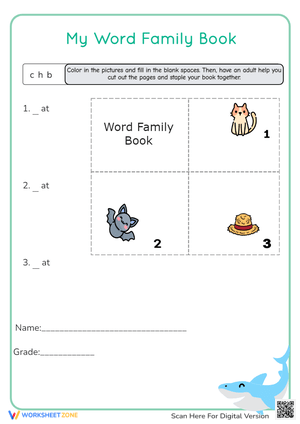 -AT Word Family Book - Phonics & Reading Practice for Kids