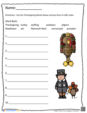 Thanksgiving ABC Order