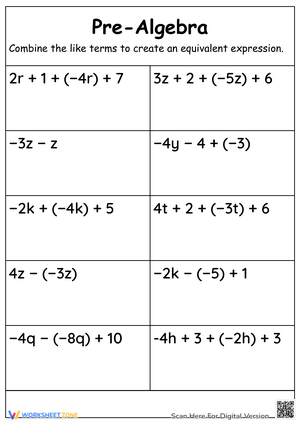Understanding Algebraic Expressions Worksheet