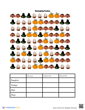Interactive Thanksgiving Fractions Activity