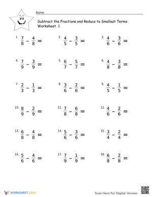Practice Subtracting Fractions