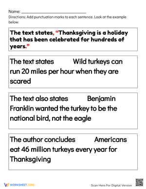 Thanksgiving Quotation Marks Sorting