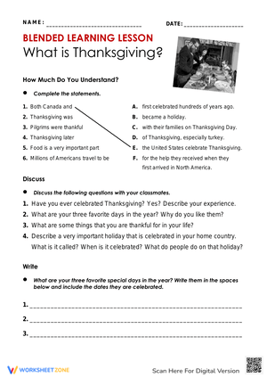 Essential Thanksgiving Reading Worksheet | Grades 6-8