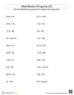 Algebra Distributive Property Practice