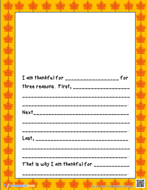 Thanksgiving Writing Worksheet | Grade 3-6 Essential