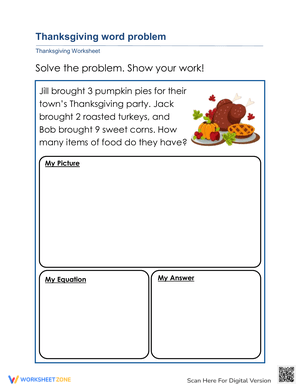 Thanksgiving Themed Math Word Problems Practice