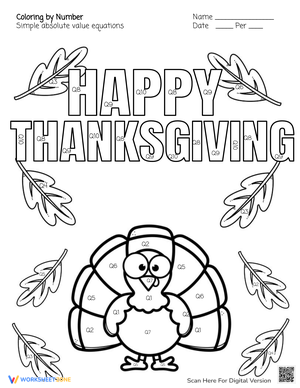 Thanksgiving Algebra Solving Absolute Value Equations