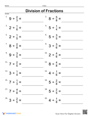 Division of Fractions with Whole Numbers