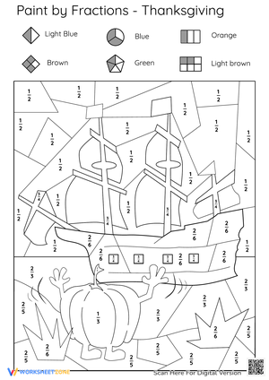 Thanksgiving Mayflower Paint by Fractions Activity