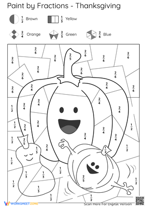 Thanksgiving Pumpkin Paint by Fractions Activity