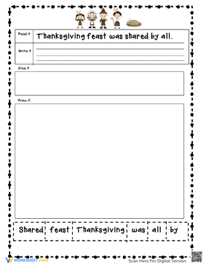 Thanksgiving Writing Worksheet for Cut, Glue, Write and Draw
