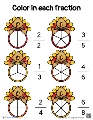 Thanksgiving Turkey Themed Fractions Activity 3