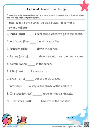 Present Tense Challenge Worksheet
