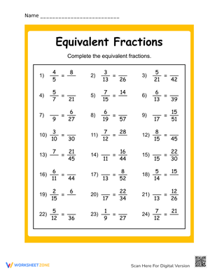 Explore Equivalent Fractions with this Worksheet
