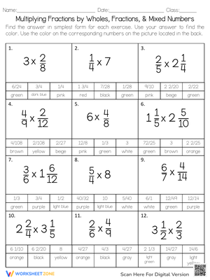 Coloring Fun with Multiplying Fractions