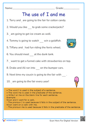 I' and 'Me' at the Fair! Pronoun Practice 1st-3rd Grade