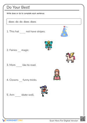 Practicing Simple Verbs Usage Worksheet