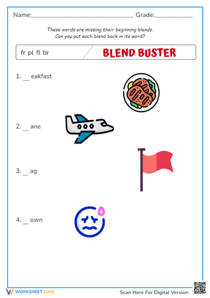 Fun Blend Buster Worksheet 