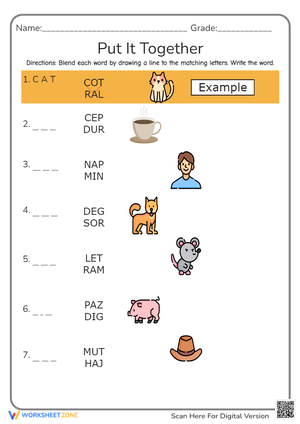 Phonics Blending: Put It Together Word Sounds - Picture Clues