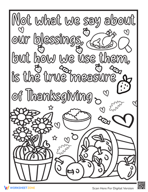 Grateful Thanksgiving Coloring Sheet