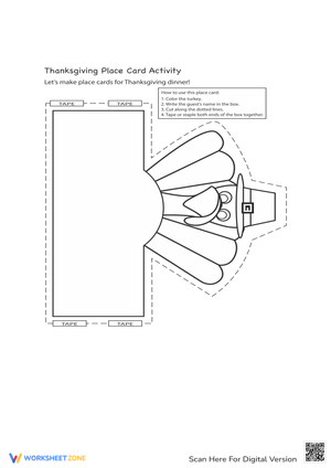 Thanksgiving Place Card Activity