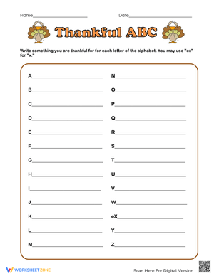 Create a Thankful ABC List this Thanksgiving