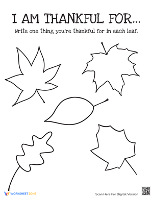 I Am Thankful For Worksheet: Expressing Gratitude