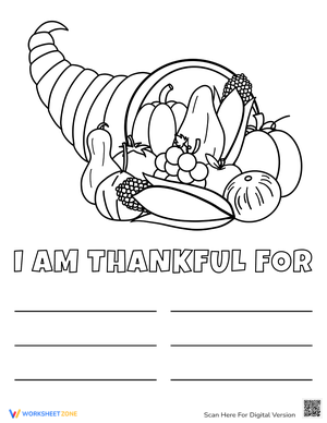 I Am Thankful For Worksheet