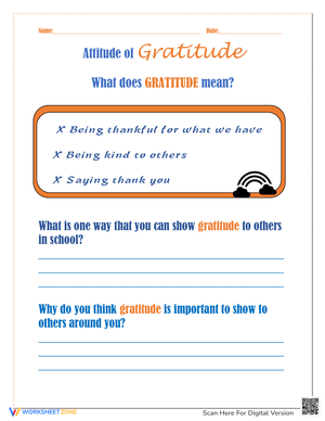 Attitude of Gratitude Color Worksheet