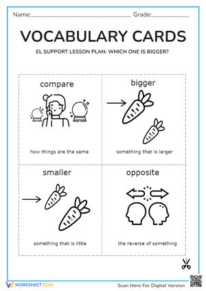 Vocabulary Cards: Which One is Bigger?