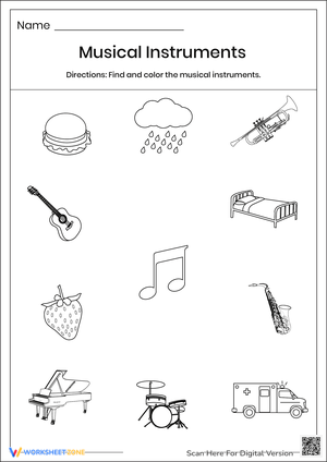 Musical Instruments Worksheet
