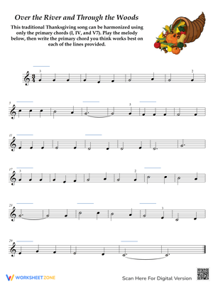 Over the River Thanksgiving Song Lyrics Worksheet
