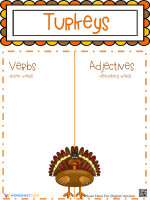 Turkey Adjective Verb Chart