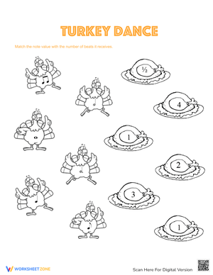 Turkey Dance Rhythm Worksheet: Music Education Activity