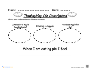 Thanksgiving Pie Adjectives Practice: Descriptive Writing Fun