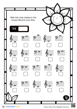 Thanksgiving Music: Write Note Names Worksheet