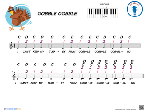 Gobble Gobble Thanksgiving Song Worksheet: Festive Music Fun