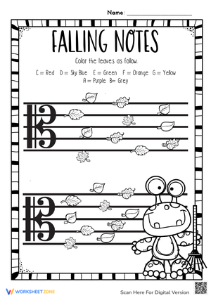 Thanksgiving Music: Falling Notes Worksheet
