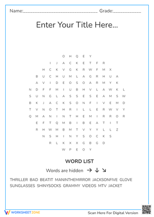 Michael Jackson Word Search 