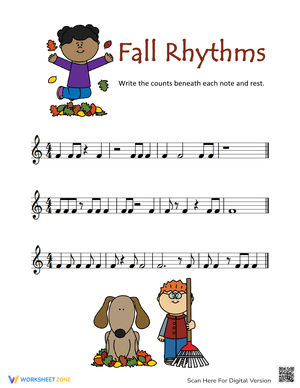 Fall Rhythms Music Worksheet: Festive Music Education