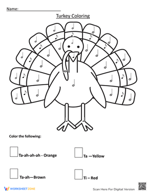 Thanksgiving Rhythm Coloring Worksheet: Festive Music Activity