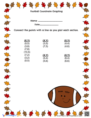 Football Thanksgiving Coordinate Graphing Worksheet