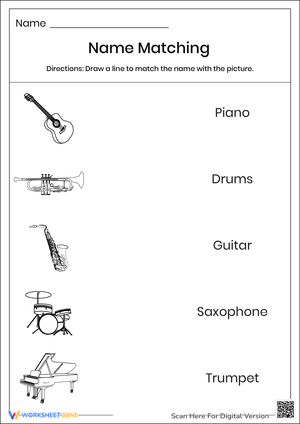 Music Worksheet: Name Matching Activity