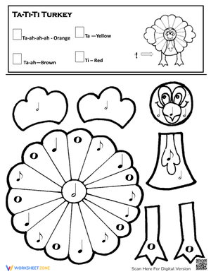Ta Ti-Ti Turkey Rhythm Coloring: Festive Music Worksheet