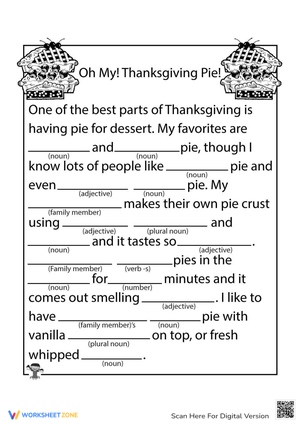 Oh My Thanksgiving Pie Ad Libs: Festive Language Fun