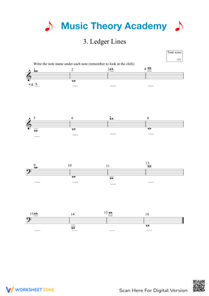 Ledger Lines Music Worksheet: Music Education Practice
